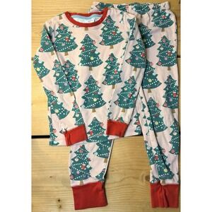 Mini Boden Glow In Dark Pink Christmas Tree Holiday Pajamas Girls Size 8Y ~ FLAW
